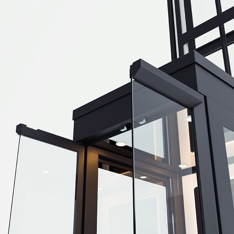 loaded door Ascenda Lift ลิฟท์บ้าน มาพร้อมประตูบานพับคู่เปิดอัตโนมัติ เพื่อความรู้สึกระดับพรีเมียมและความคล่องตัวที่ดีขึ้น